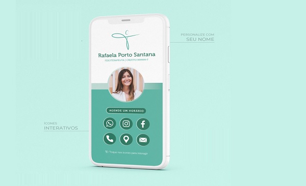 Cartão empresarial digital, totalmente interativo. Adcione botões de Whatsapp, redes sociais, enderço no google